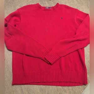 Polo Ralph Lauren Men's Red Polo Sweater XL cable knit vintage blue pony